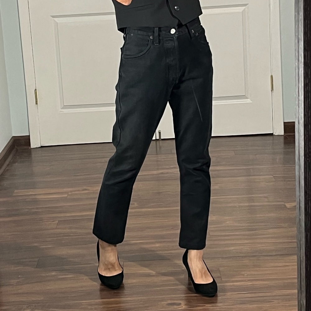 RE/DONE Levi’s black straight legs jeans size 24 - Picture 2 of 14